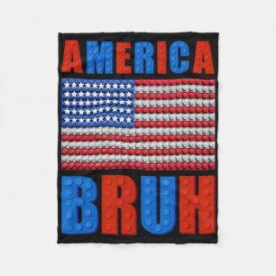 Amerika Gebäude Bricks Flag 4. Juli Mast Fleecedecke