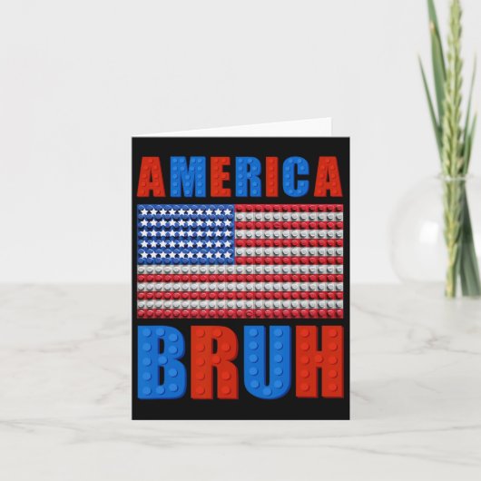 Amerika Gebäude Bricks Flag 4. Juli Mast Karte (Vorderseite)
