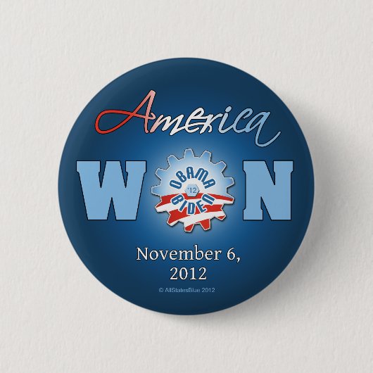 Amerika gewann am 6. November 2012 Button (Vorderseite)