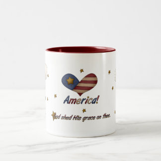 Amerika-Gott verschüttete seine Anmut-Tasse Zweifarbige Tasse