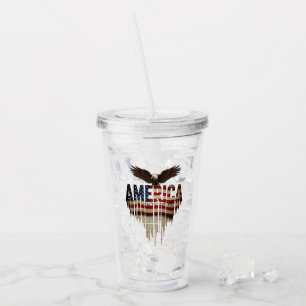 Amerika Grunge-Flagge und Adler Acryltrinkbecher