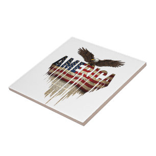 Amerika Grunge-Flagge und Adler Fliese
