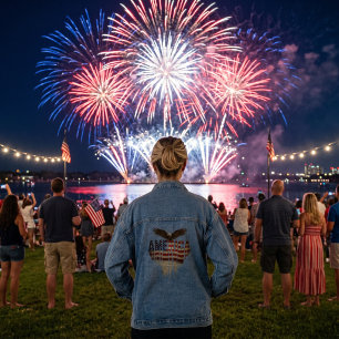 Amerika Grunge-Flagge und Adler Jeansjacke