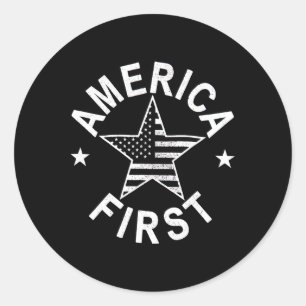 Amerika hat als Erstes die US-Flagge patriotisch 4 Runder Aufkleber