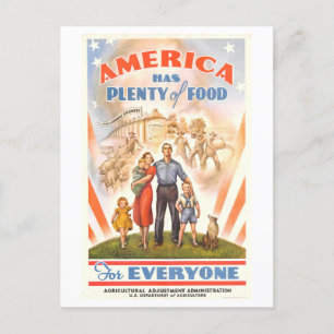 "Amerika hat genug Nahrung für jeden" Vintage Postkarte