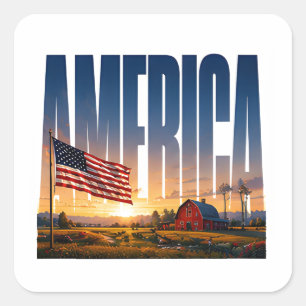 Amerika Heartland Golden Horizon Quadratischer Aufkleber