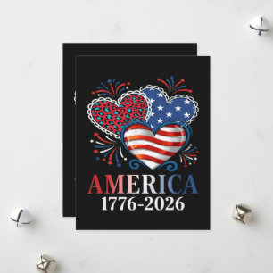 Amerika Herzen 1776-2026 Patriotisch Feiertagskarte