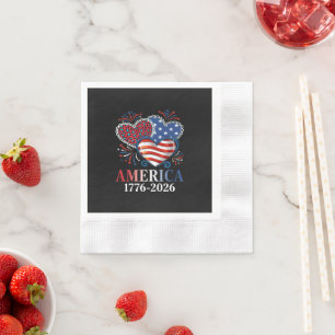 Amerika Herzen 1776-2026 Patriotisch Serviette