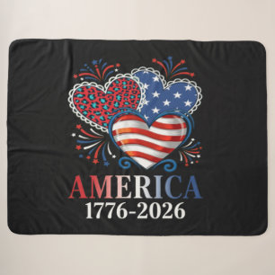 Amerika Herzen 1776-2026 Patriotisch Sherpadecke