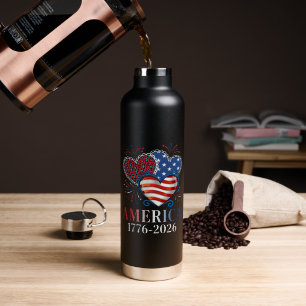 Amerika Herzen 1776-2026 Patriotisch Trinkflasche