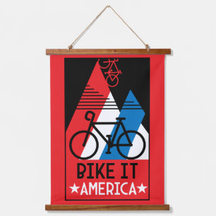 Amerika im Rad Wandteppich Mit Holzrahmen