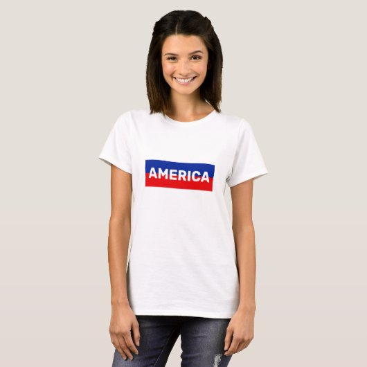 Amerika im T - Shirt Blue & Red Stripes (Vorne ganz)