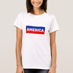 Amerika in Blau & Rot gestreiftes T-Shirt