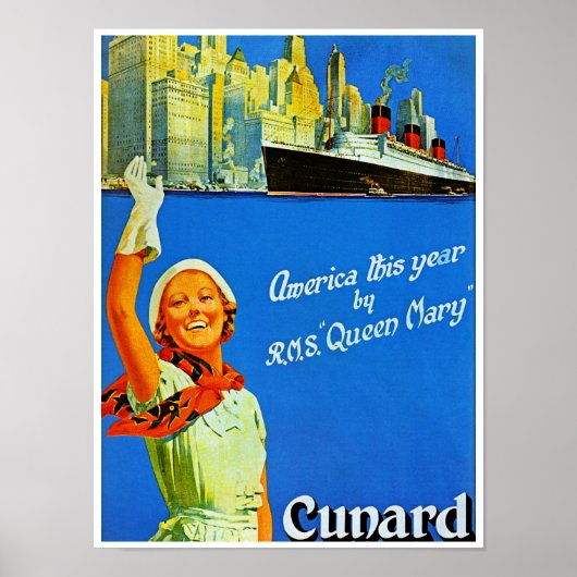 Amerika in diesem Jahr von RMS Queen Mary Poster (Vorne)