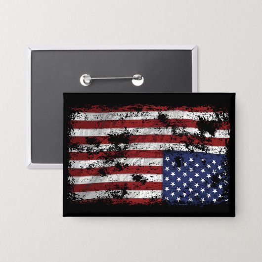 Amerika in Not - Aufwärtsflagge Button (Vorderseite/Rückseite)