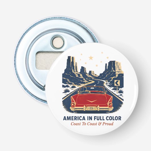Amerika in voller Farbe Flaschenöffner (Vorderseite)