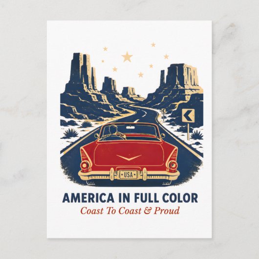 Amerika in voller Farbe Postkarte (Vorderseite)