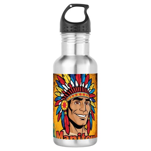 Amerika-Indianer Edelstahlflasche (Vorderseite)