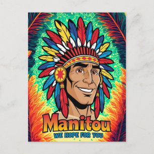 Amerika-Indianer-Leuchtfeuer Farben. Feiertagspostkarte