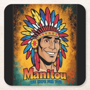 Amerika-Indianer-Leuchtfeuer Farben. Rechteckiger Pappuntersetzer