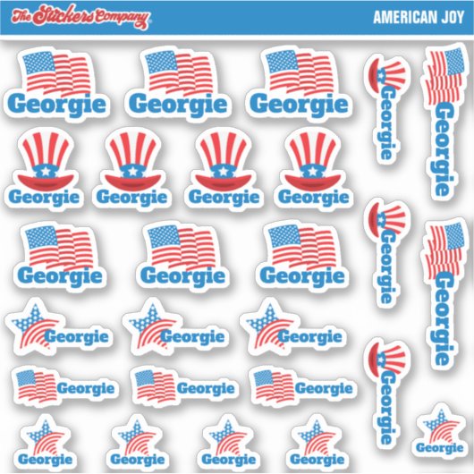 Amerika Individuelle Name Labels | Aufkleber (Vorderseite)