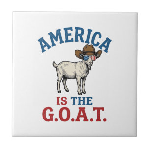Amerika ist das G.O.A.T patriotisches Ziegen Cowbo Fliese