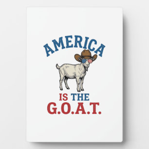 Amerika ist das G.O.A.T patriotisches Ziegen Cowbo Fotoplatte