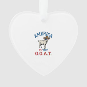 Amerika ist das G.O.A.T patriotisches Ziegen Cowbo Ornament