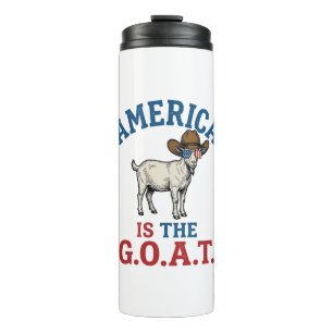 Amerika ist das G.O.A.T patriotisches Ziegen Cowbo Thermosbecher