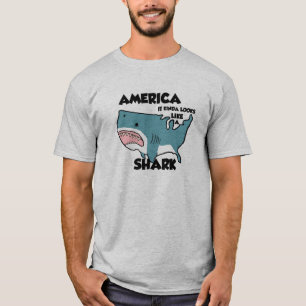Amerika ist ein Haifisch-T - Shirt, grau T-Shirt