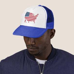 Amerika-Karte USA-Flagge Patriotische Snapback-Müt Truckerkappe