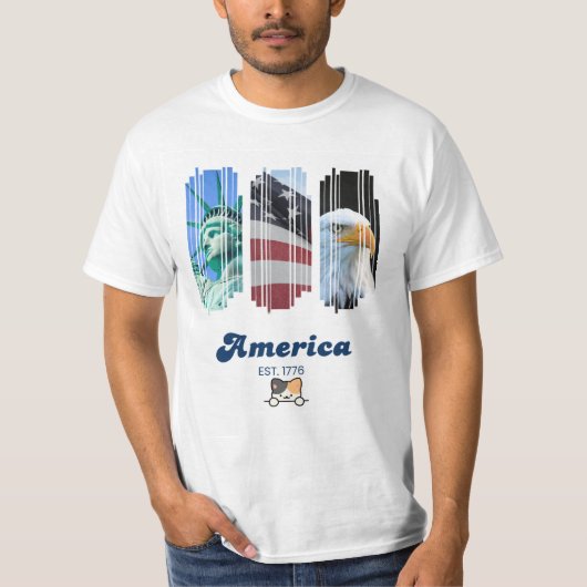 Amerika & Katzen-Design T-Shirt (Vorderseite)