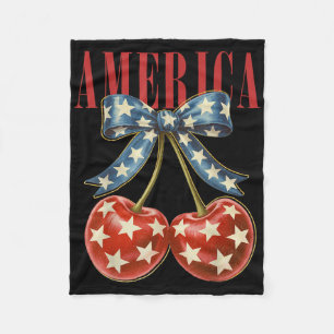 Amerika Kirschen Amerikanische Flagge 4. Juli Kirs Fleecedecke