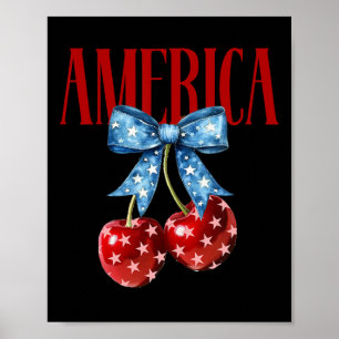 Amerika Kirschen Kokette Schleife Kirsche 4. Juli  Poster