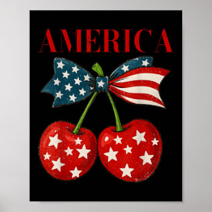 Amerika Kirschen Kokette Schleife Kirsche 4. Juli  Poster