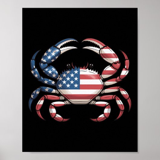 Amerika Krabbe Us Flag Meeresfrüchte Poster (Vorne)
