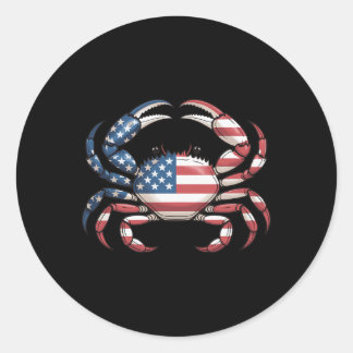 Amerika Krabbe Us Flagge Meeresfrüchte Runder Aufkleber