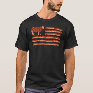 Amerika Kuh Wurst Flagge Grillen Kostüm T-Shirt