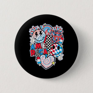 Amerika Lächeln Gesicht Herz Amerikanische Flagge Button