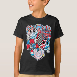Amerika lächelt Gesicht Hecht amerikanische Flagge T-Shirt