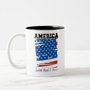 Amerika, Land, das ich liebe, abgenutzte USA-Flagg Zweifarbige Tasse