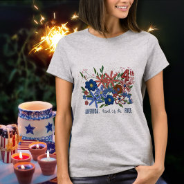 Amerika Land der freien Flora Patriotisch T-Shirt