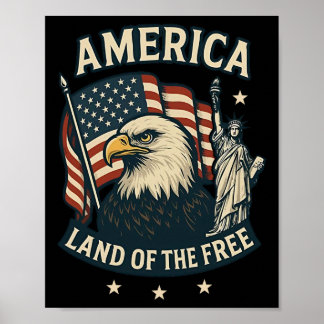 Amerika Land der Freien USA-Flagge 4. Juli Poster