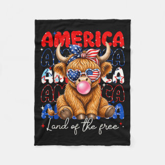Amerika Land der Highland-Kuh Patriotische Frauen Fleecedecke