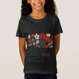 Amerika - Land des freien, floralen Patriotischen T-Shirt
