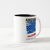 Amerika, Land I Liebe, Not leidende US-Flagge Zweifarbige Tasse (VorderseiteRechts)