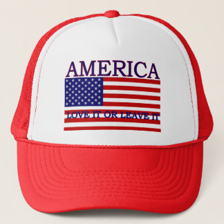 Amerika Liebe es oder Verlasse es mit Hut Truckerkappe
