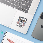 Amerika Liebe Es Oder Verlasse Es Patriotischer Ad Aufkleber (Laptop mit iPhone)