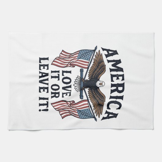 Amerika Liebe Es Oder Verlasse Es Patriotischer Ad Geschirrtuch (Horizontal)