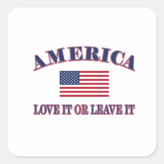 Amerika Liebe es oder verlasse es Quadratischer Aufkleber (Vorderseite)